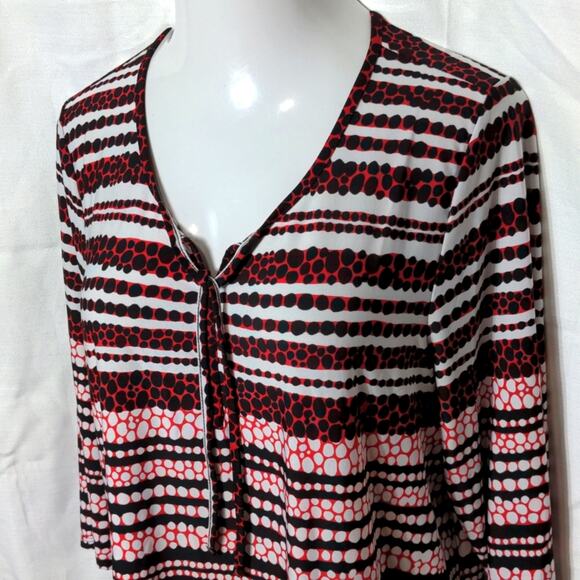 CHICO'S 3 Red Black Dot Career 3/4 Top XL 16 - Picture 11 of 12